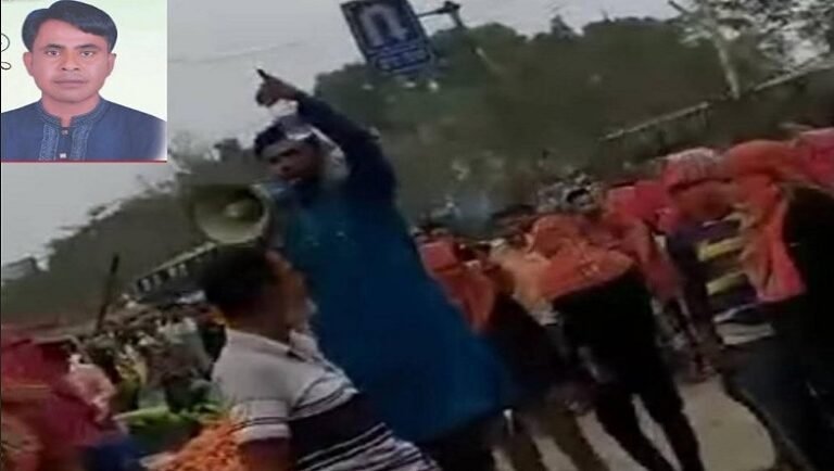 বাজার নিয়ন্ত্রণে নিতে রামদা হাতে যুবদল নেতার মহড়া